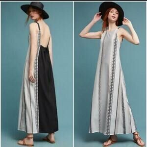 The Odells Maxi Dress Esmera Striped Lagenlook Boho Monochrome Black Gray Size S
